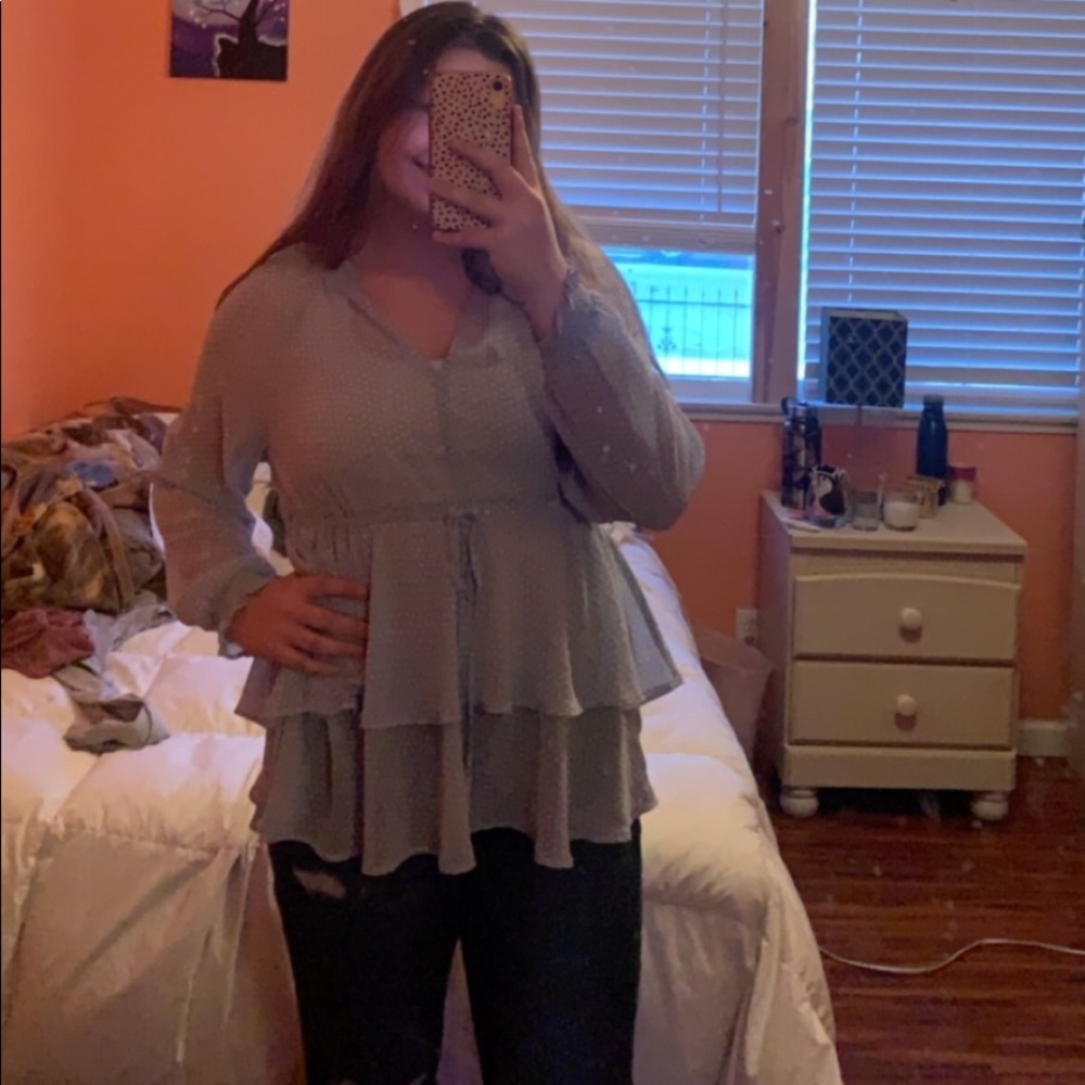 Blue polka dotted top